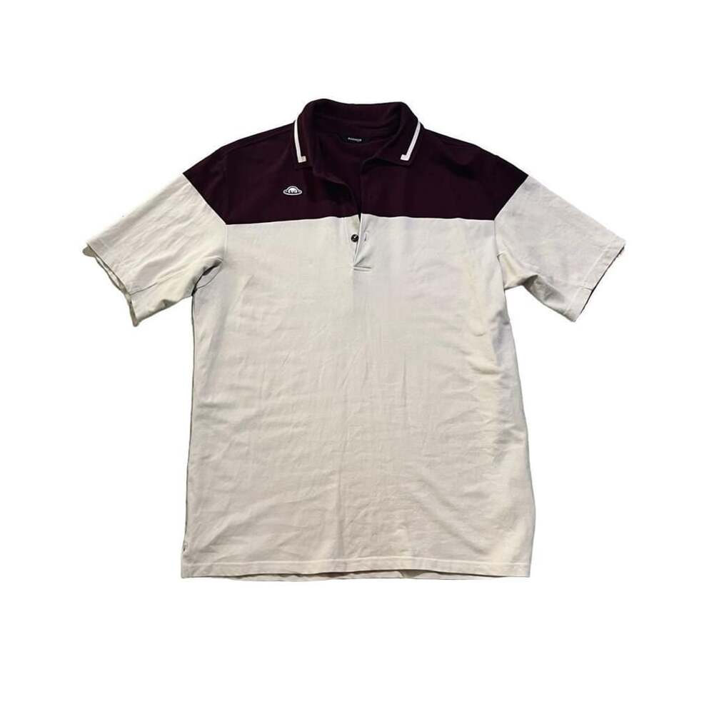 Radmor Men's Colorblock Short Sleeve Golf Polo Shirt Maroon Cream Size L
